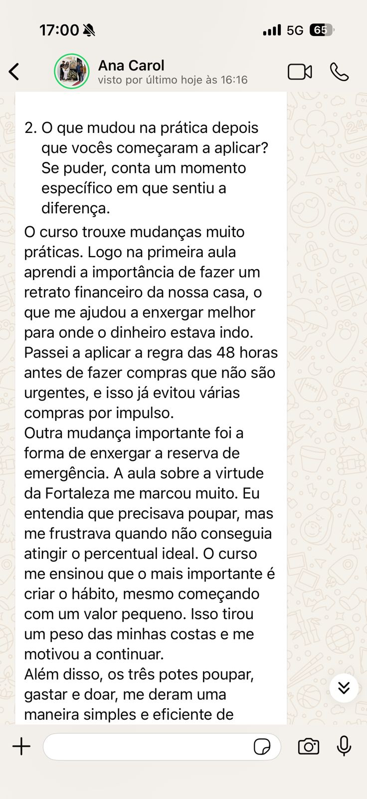 Depoimento de aluno 9