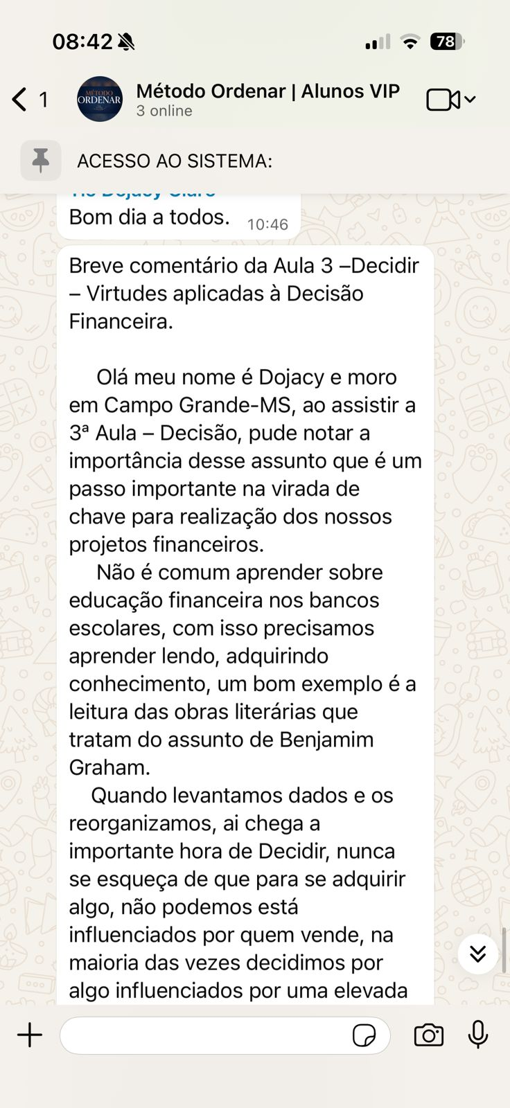 Depoimento de aluno 4